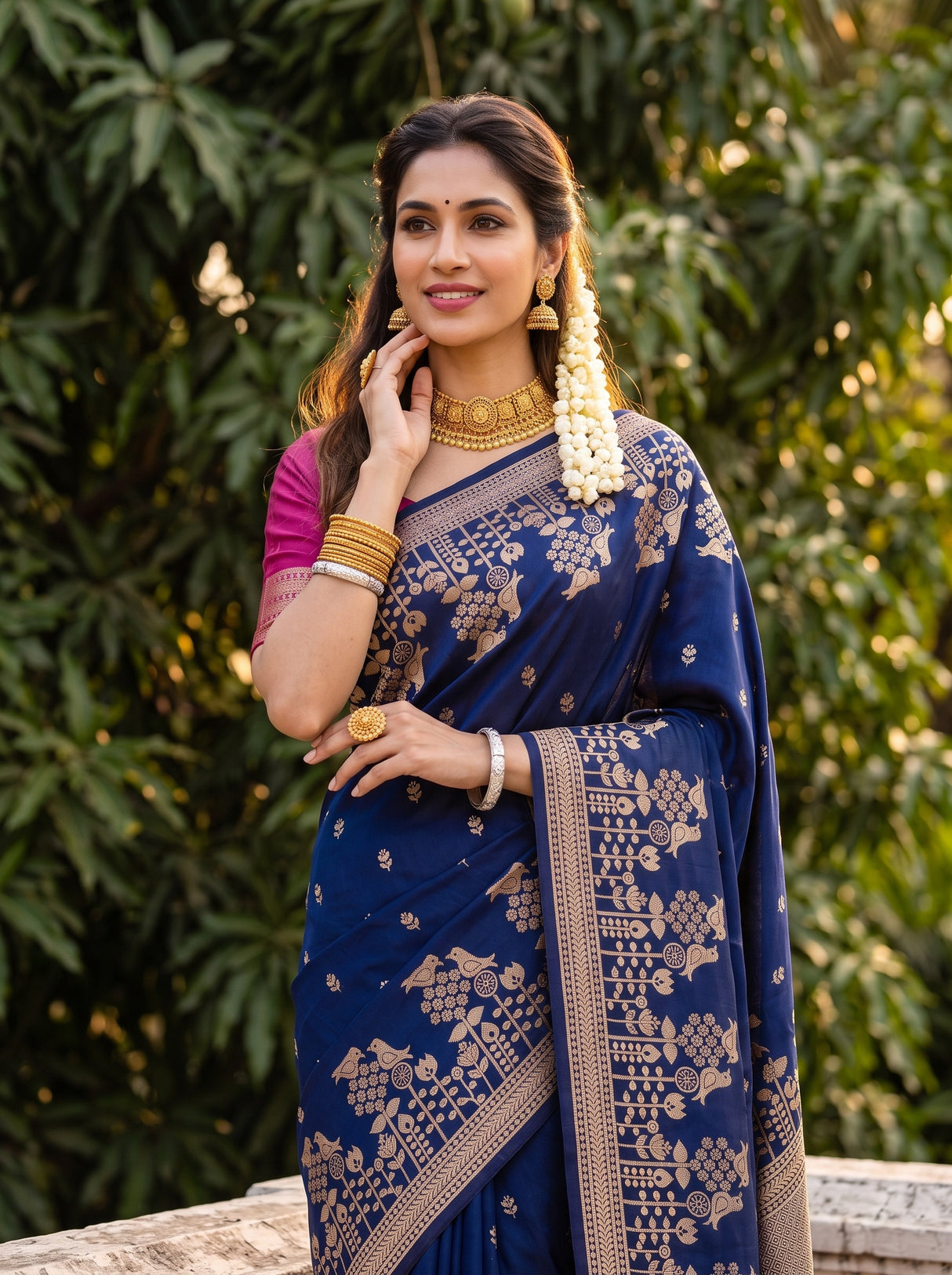 MIMOSA Navy Saree Saree — pose 10 styling detail