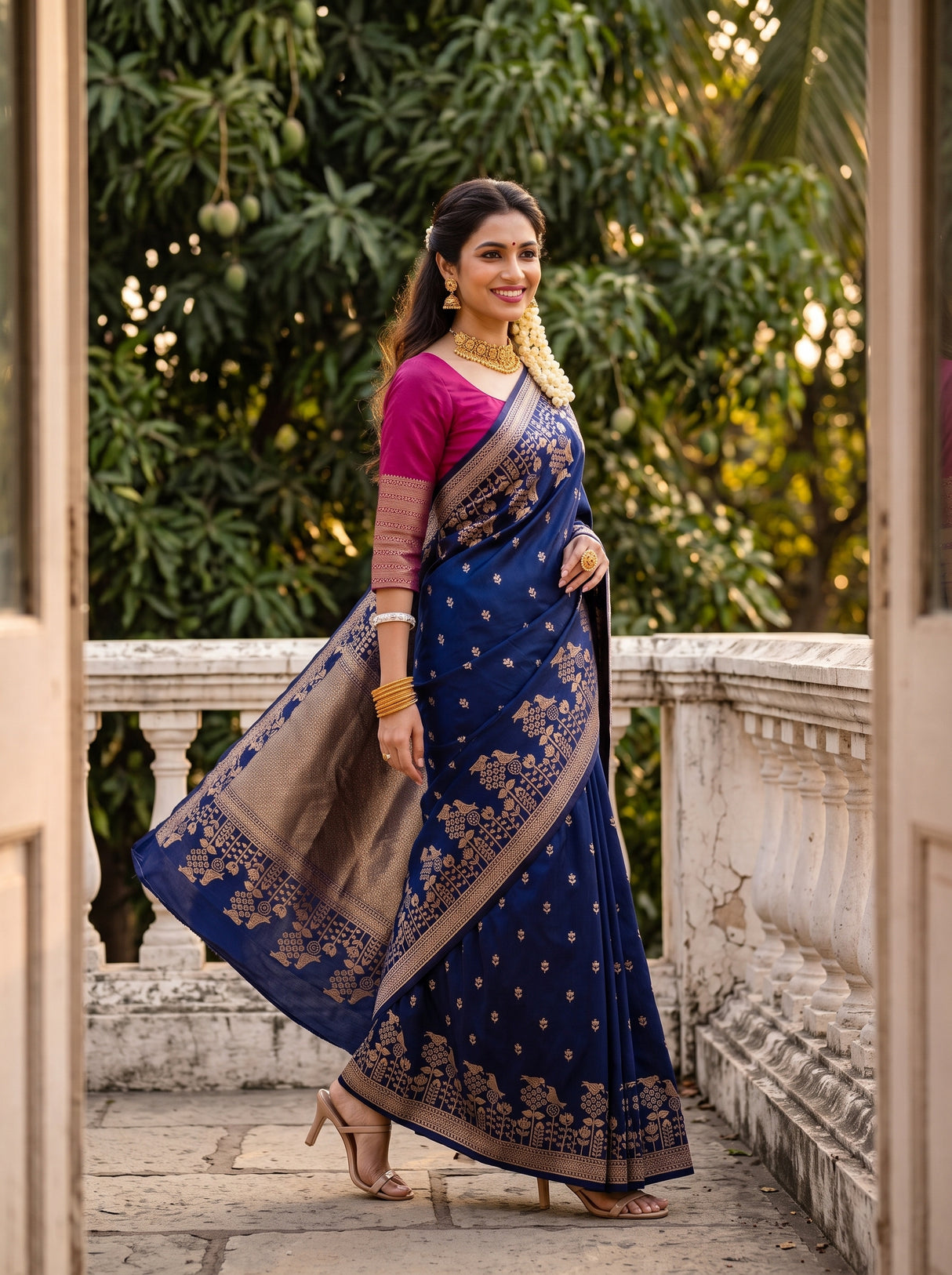 MIMOSA Navy Saree Saree — pose 6 styling detail