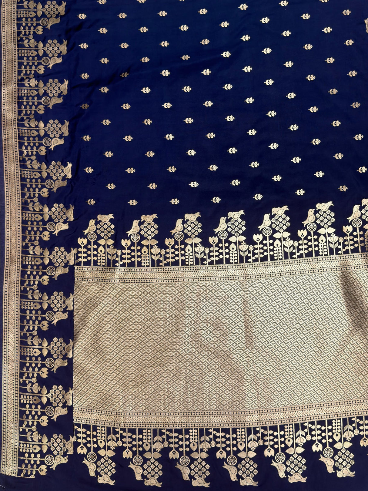 MIMOSA Navy Saree Saree — pallu and zari work detail