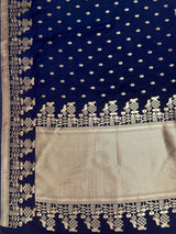 MIMOSA Navy Saree Saree — pallu and zari work detail