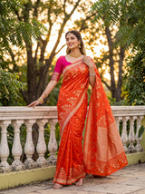 MIMOSA Orange Saree Saree — pose 5 styling detail