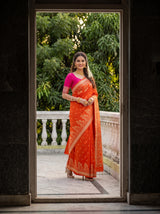 MIMOSA Orange Saree Saree — pose 6 styling detail