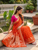 MIMOSA Orange Saree Saree — pose 8 styling detail