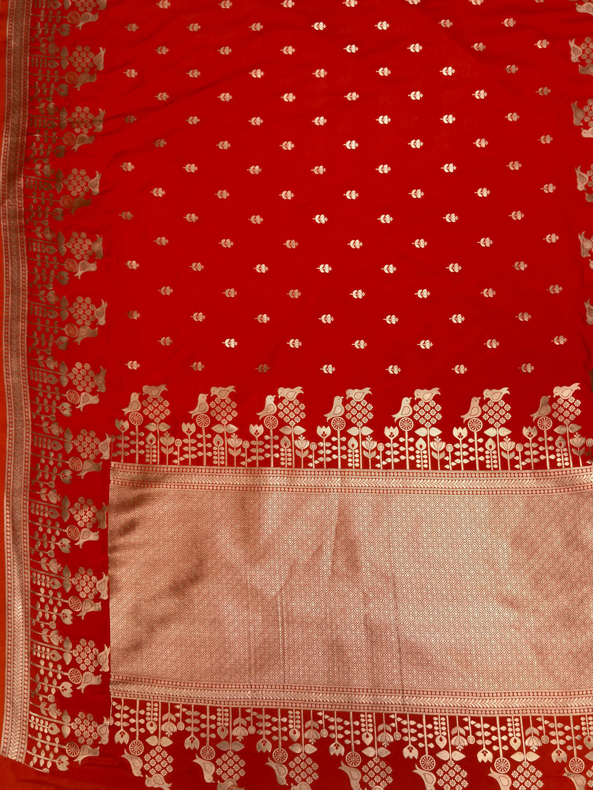 MIMOSA Orange Saree Saree — pallu and zari work detail