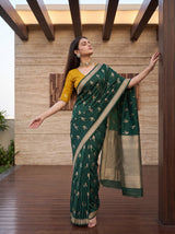 MIMOSA Bottle Green Saree Saree — pose 5 styling detail
