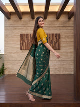 MIMOSA Bottle Green Saree Saree — pose 9 styling detail