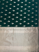 MIMOSA Bottle Green Saree Saree — pallu and zari work detail