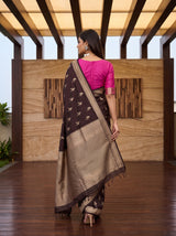 MIMOSA Chocolate Saree Saree — pose 2 styling detail