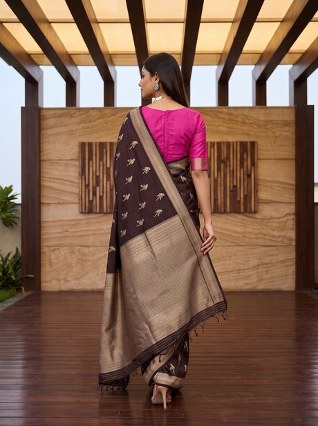 MIMOSA Chocolate Saree Saree — pose 2 styling detail