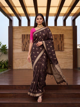 MIMOSA Chocolate Saree Saree — pose 6 styling detail