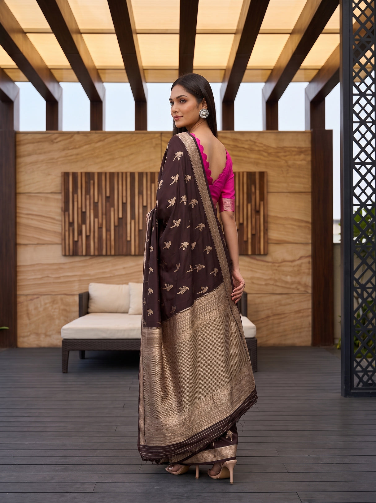 MIMOSA Chocolate Saree Saree — pose 7 styling detail