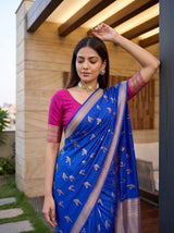 MIMOSA Royal Blue Saree Saree — pose 10 styling detail