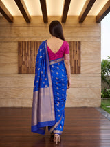 MIMOSA Royal Blue Saree Saree — pose 2 styling detail