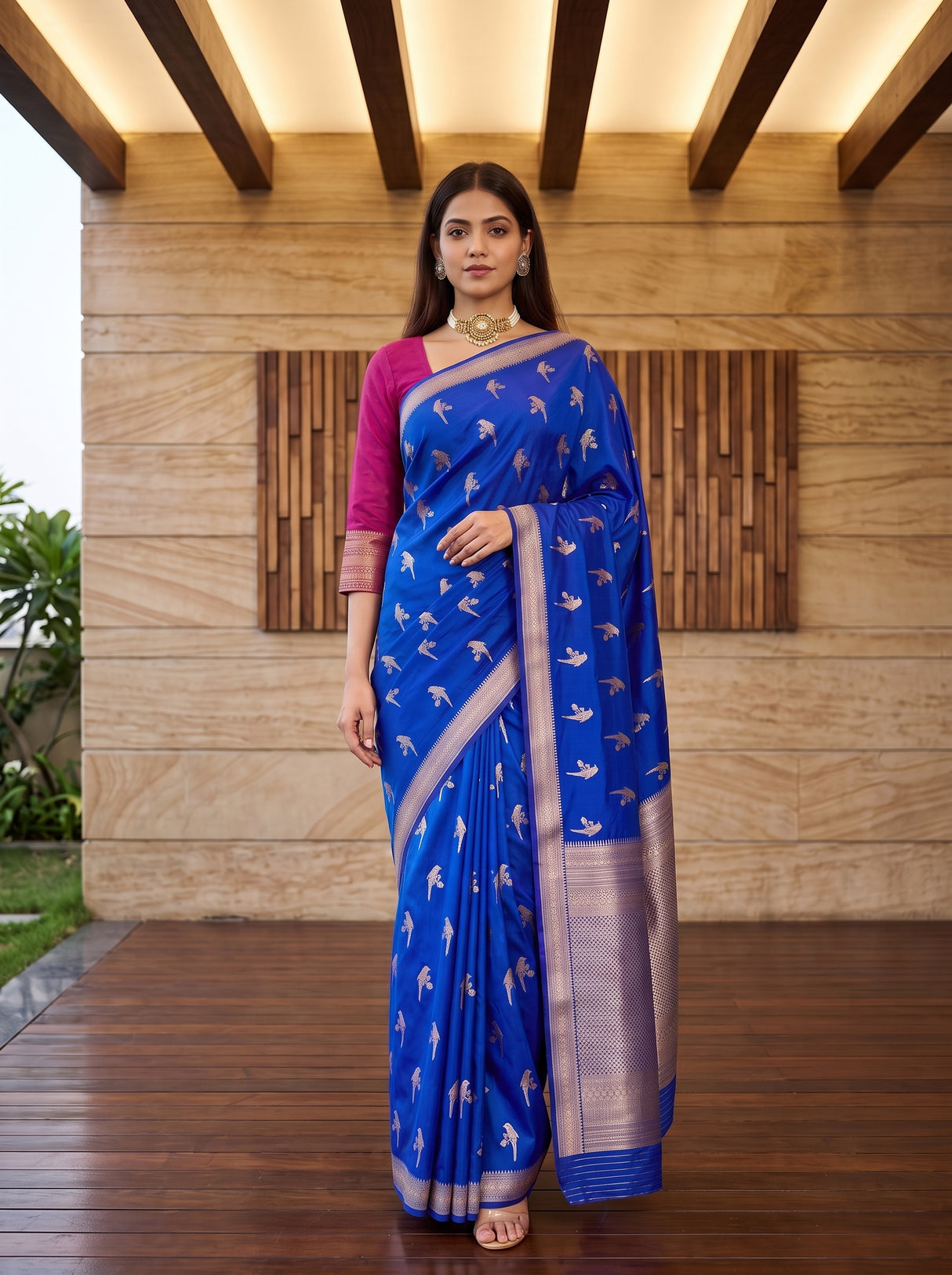 MIMOSA Royal Blue Saree Saree — pose 6 styling detail