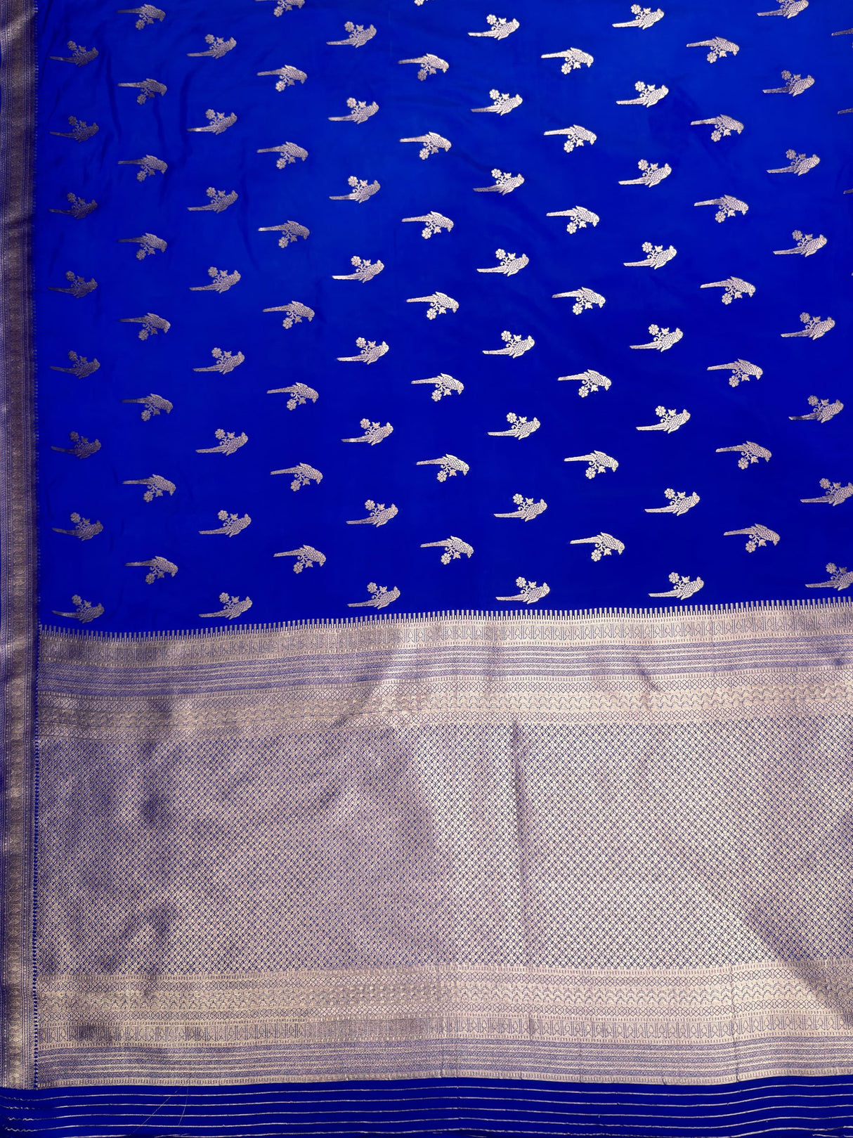 MIMOSA Royal Blue Saree Saree — pallu and zari work detail