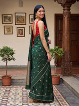 MIMOSA Bottle Green Saree Saree — pose 5 styling detail