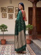 MIMOSA Bottle Green Saree Saree — pose 7 styling detail