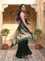 MIMOSA Bottle Green Saree Saree — pose 9 styling detail