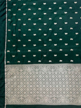 MIMOSA Bottle Green Saree Saree — pallu and zari work detail