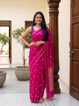 MIMOSA Gajari Mysore Silk crepe Saree — Saree drape and lower body