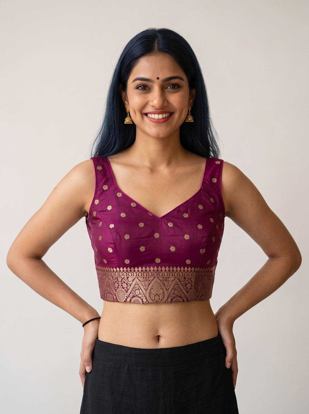 MIMOSA Half White Saree Saree — blouse close-up