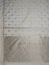 MIMOSA Half White Saree Saree — pallu and zari work detail