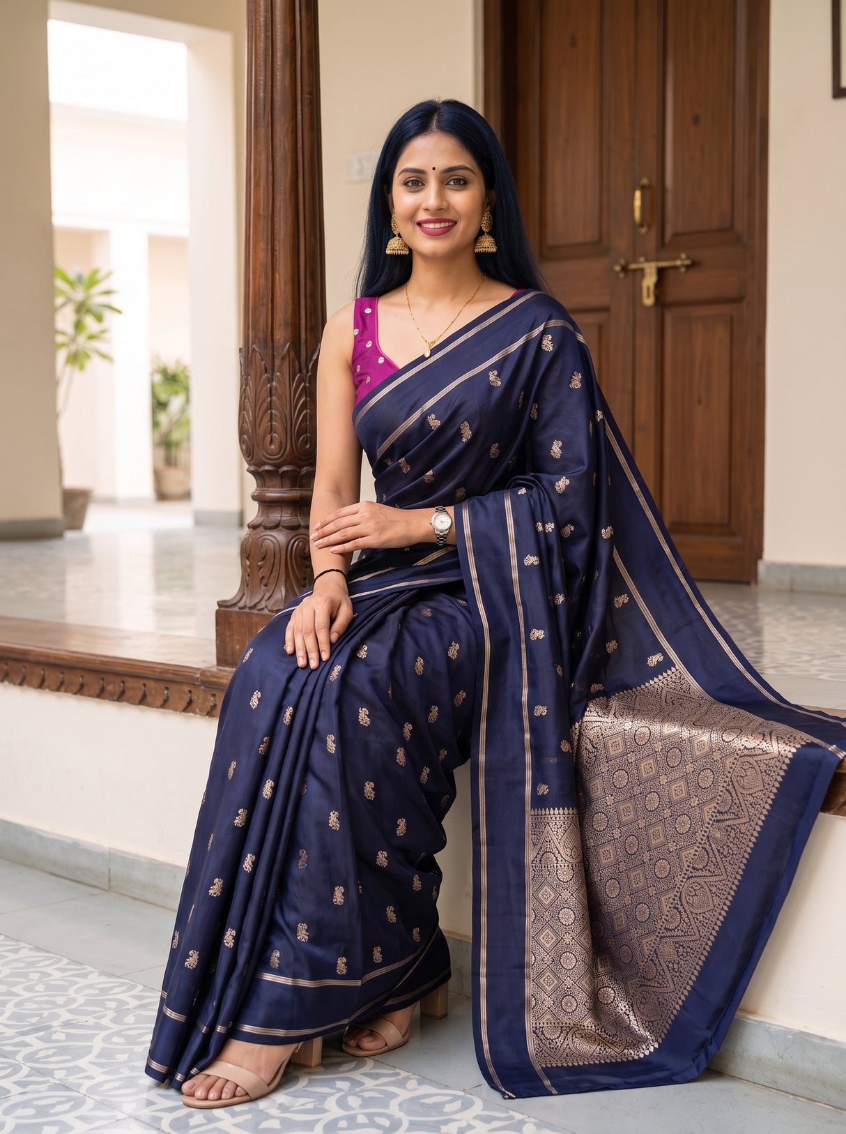 MIMOSA Navy Saree Saree — pose 8 styling detail