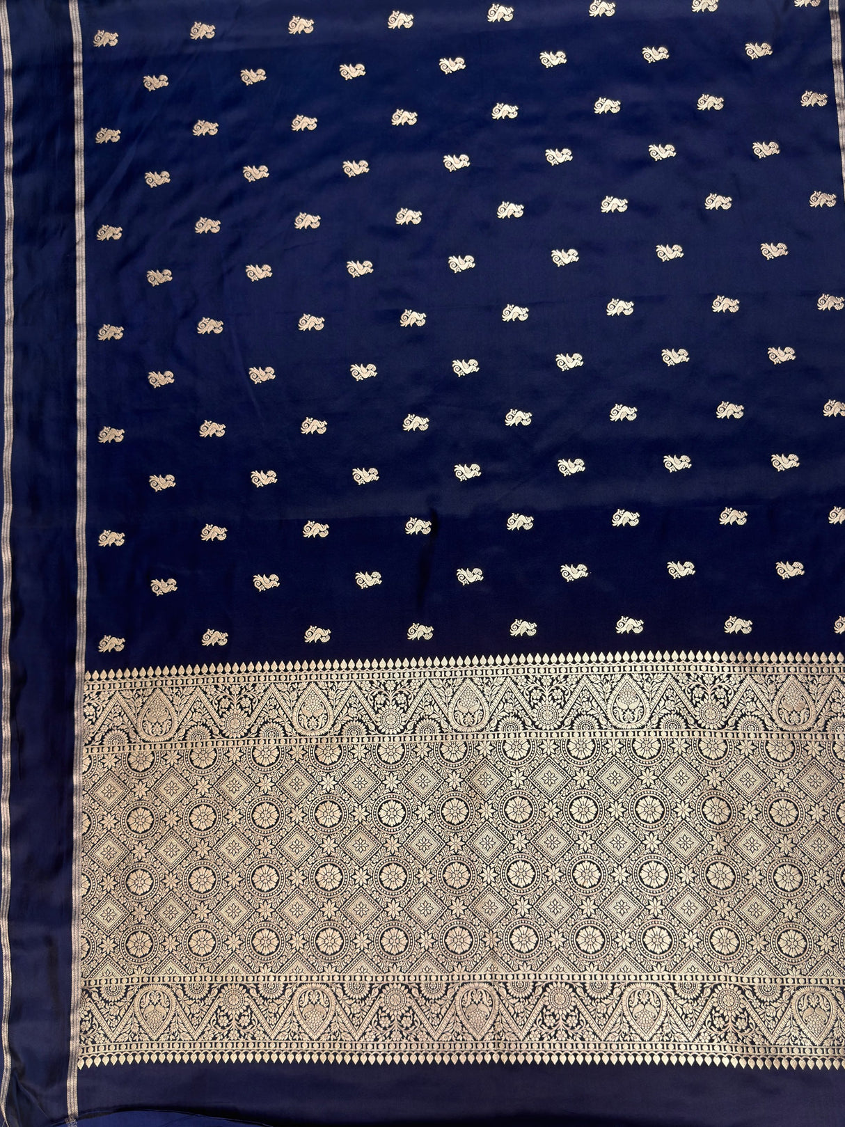 MIMOSA Navy Saree Saree — pallu and zari work detail