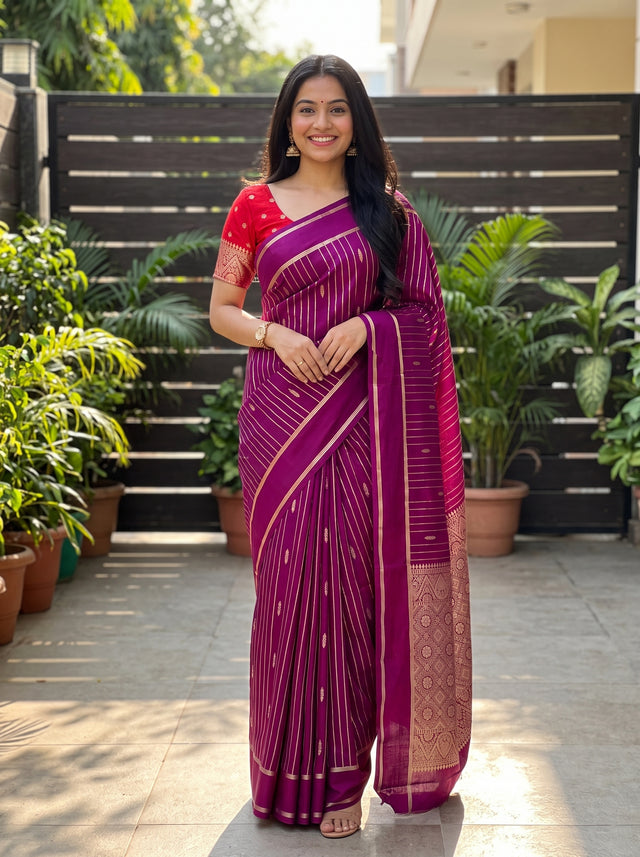 MIMOSA Jamun Saree Saree — front view on mannequin