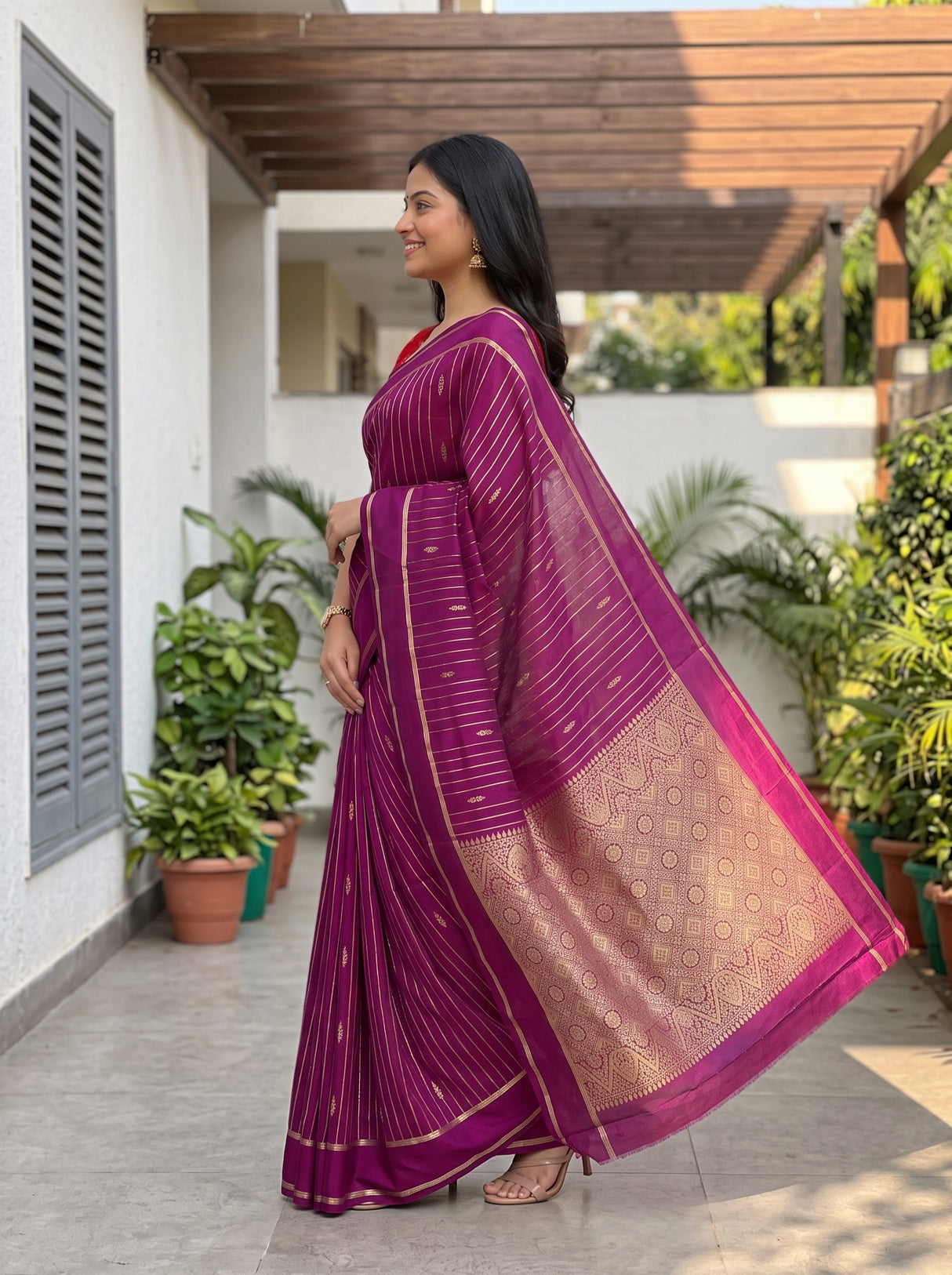 MIMOSA Jamun Saree Saree — pose 3 styling detail