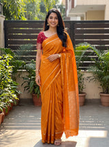 MIMOSA Mustard Saree Saree — front view on mannequin