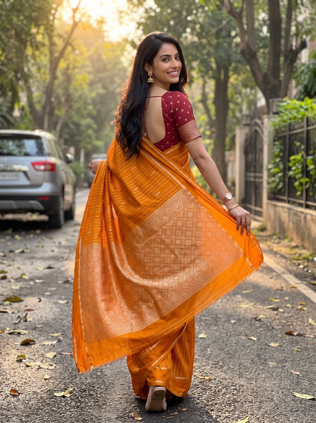 MIMOSA Mustard Saree Saree — pose 2 styling detail