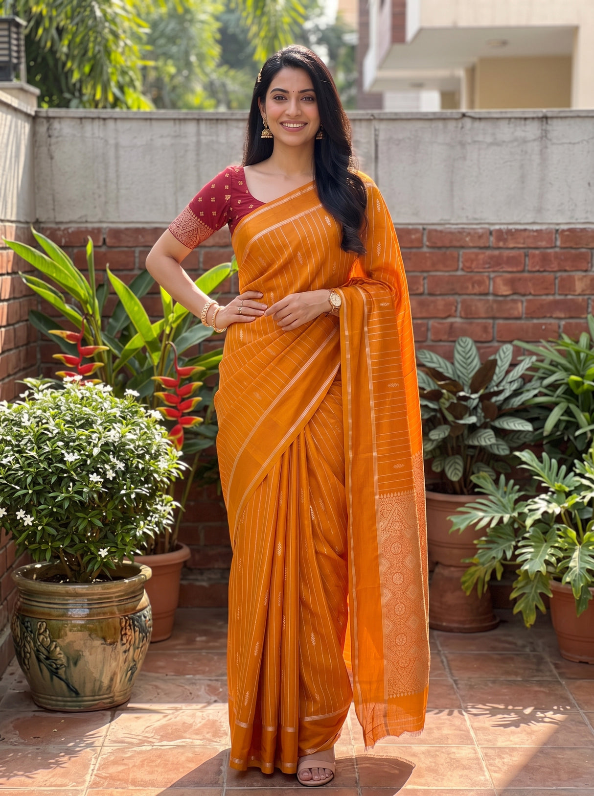 MIMOSA Mustard Saree Saree — pose 4 styling detail