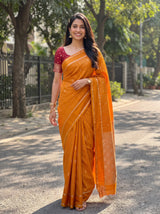 MIMOSA Mustard Saree Saree — pose 6 styling detail