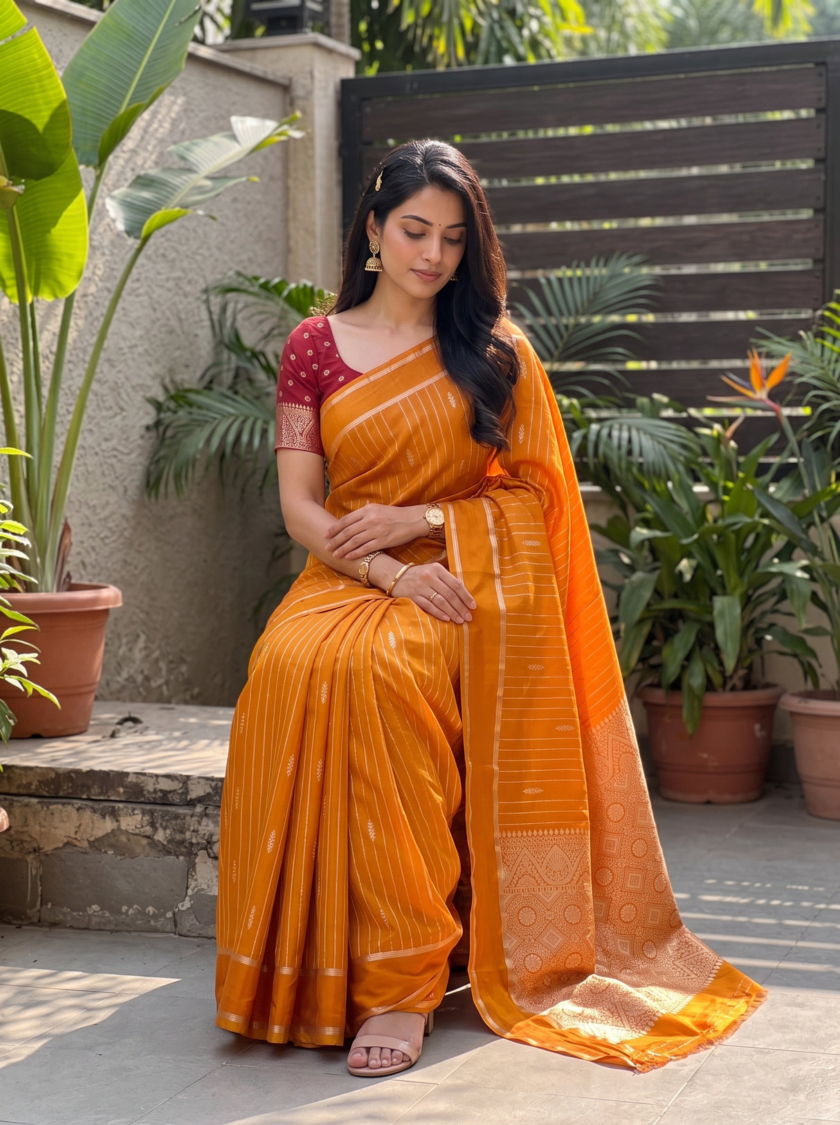 MIMOSA Mustard Saree Saree — pose 8 styling detail