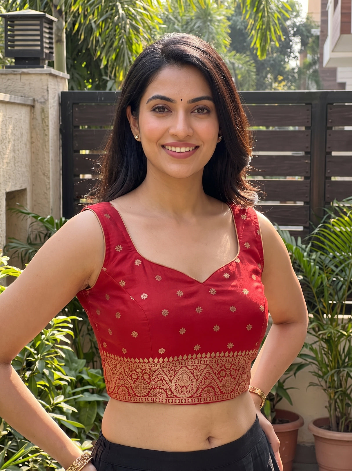 MIMOSA Mustard Saree Saree — blouse close-up