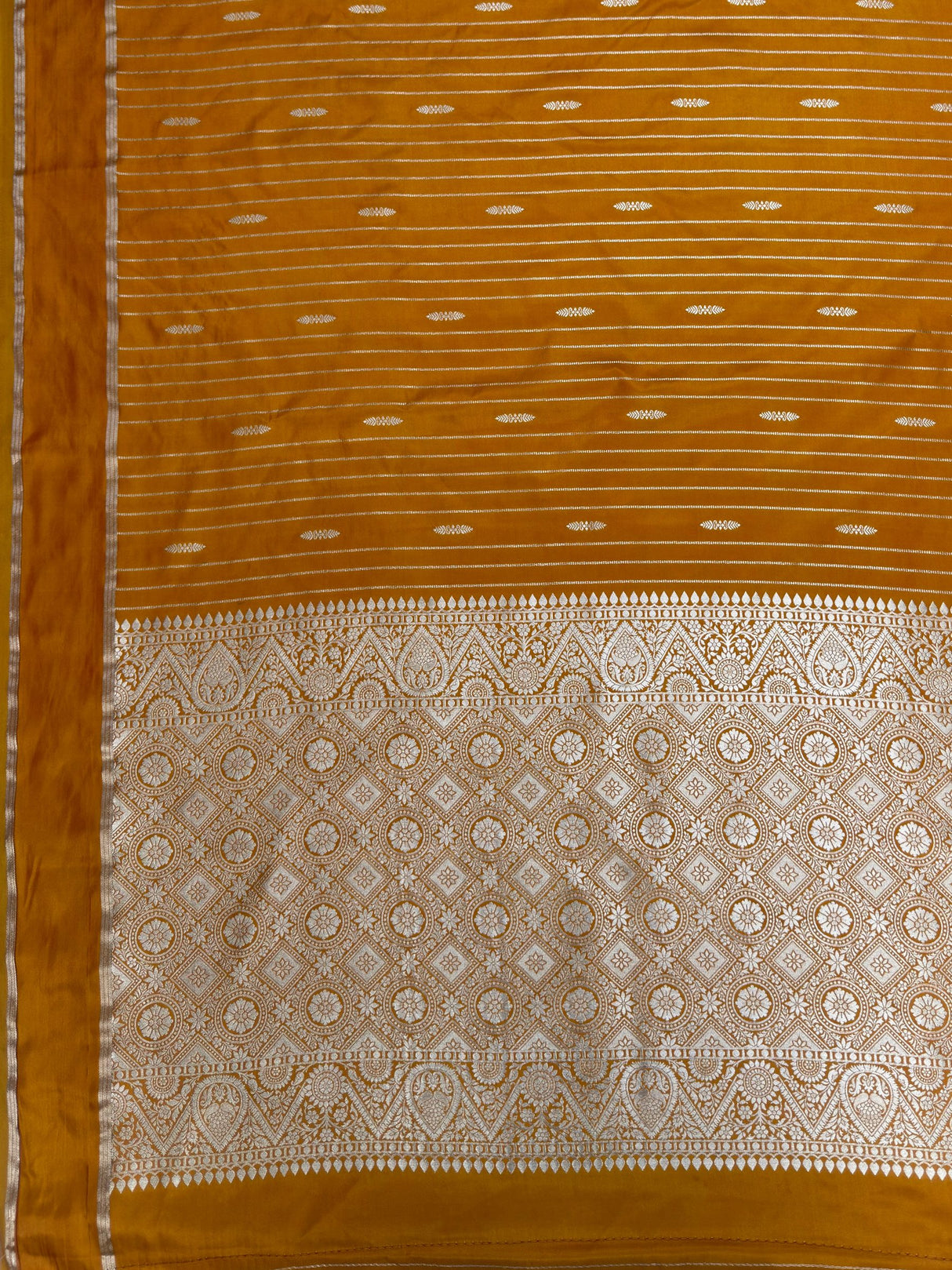MIMOSA Mustard Saree Saree — pallu and zari work detail