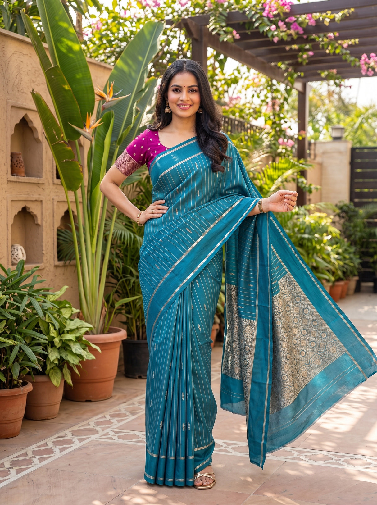 MIMOSA Sapphire Saree Saree — pose 4 styling detail