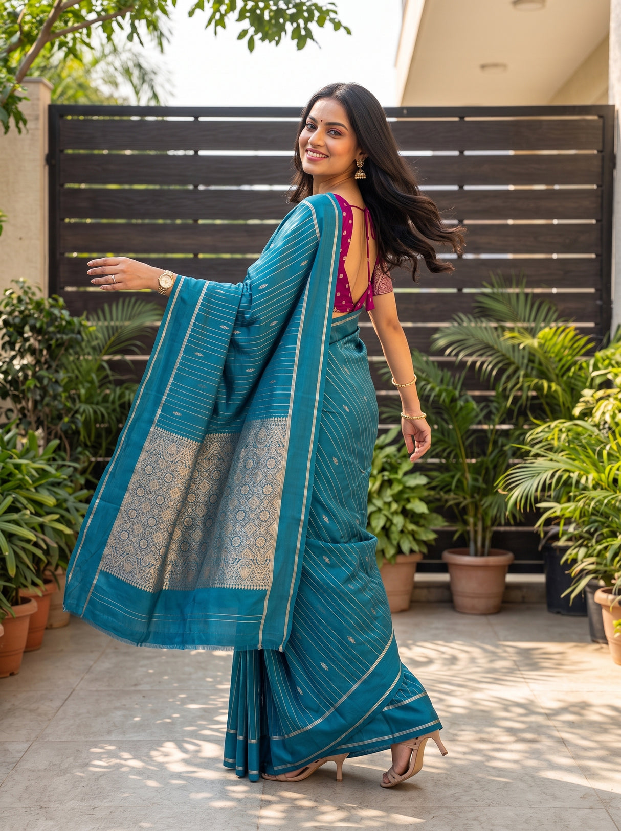 MIMOSA Sapphire Saree Saree — pose 9 styling detail
