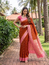 MIMOSA Mustard Mysore Silk crepe Saree — Close up of pallu design