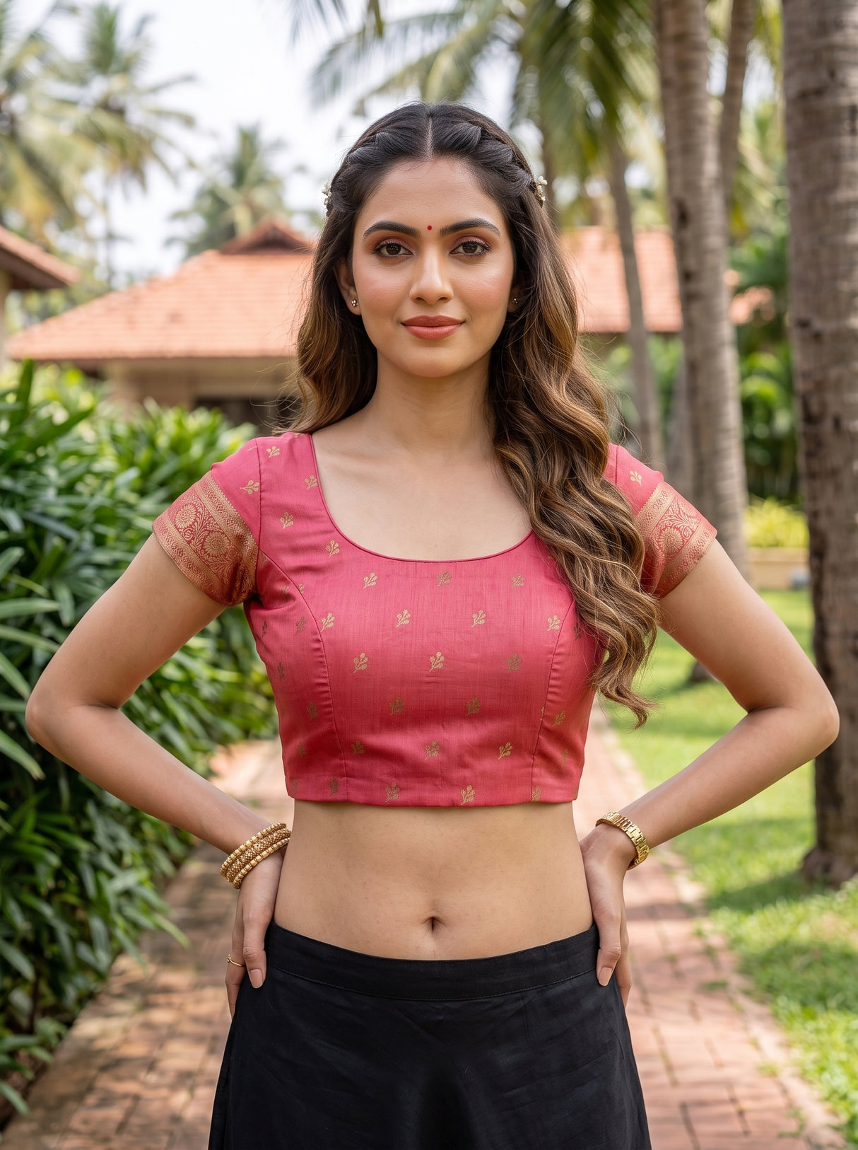 MIMOSA Mustard Saree Saree — blouse close-up