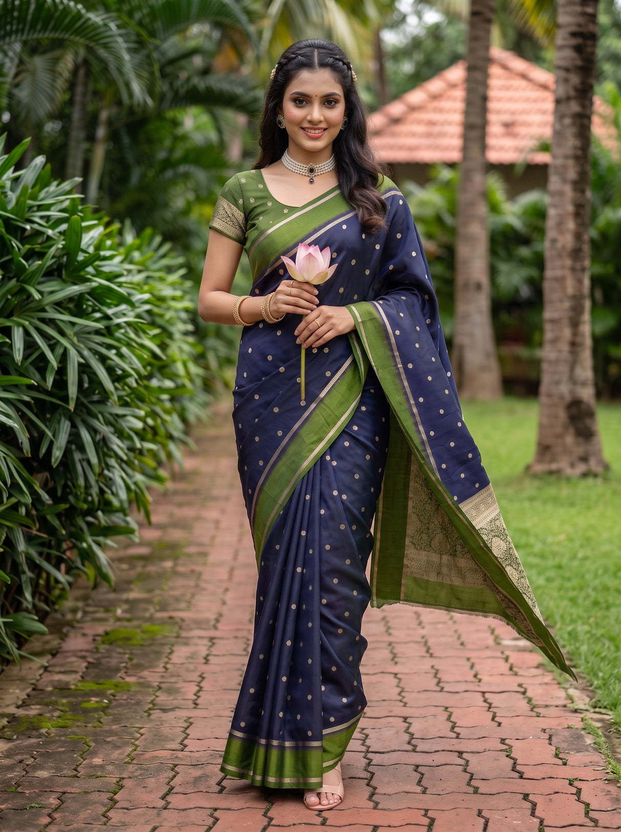 MIMOSA Navy Saree Saree — pose 6 styling detail