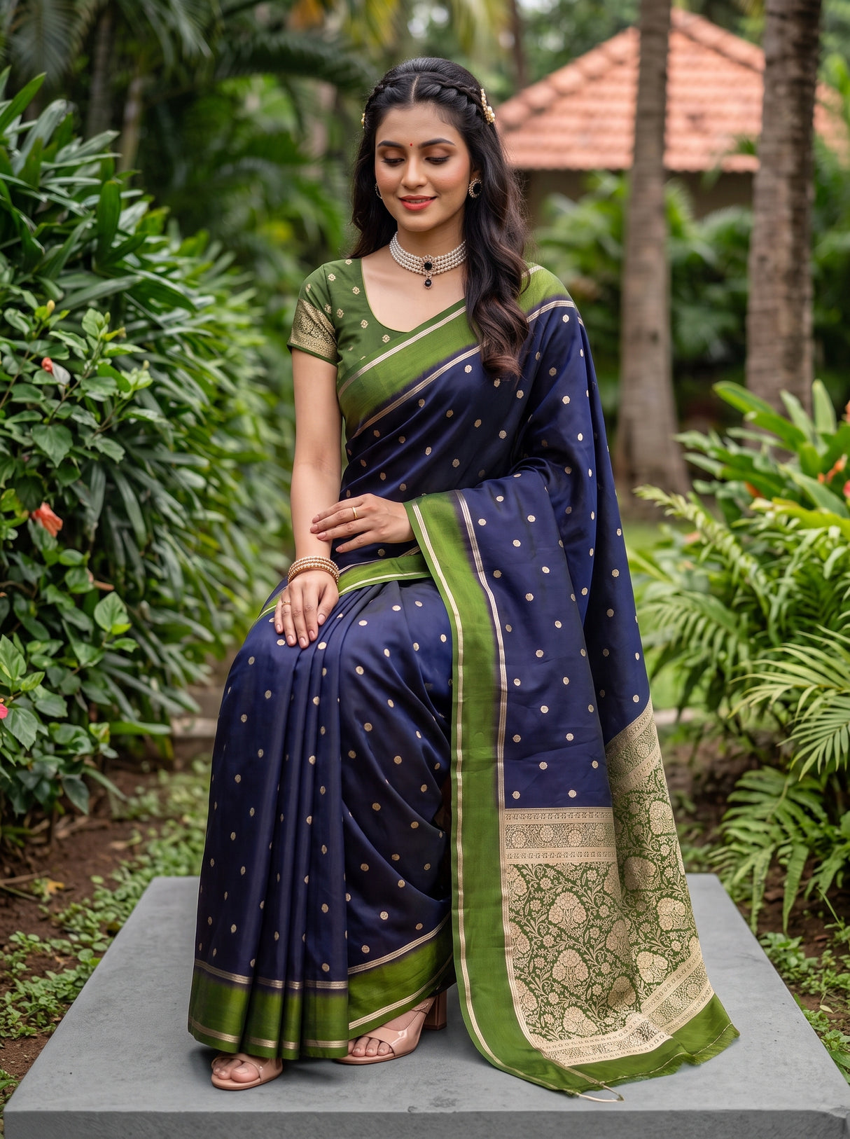 MIMOSA Navy Saree Saree — pose 8 styling detail