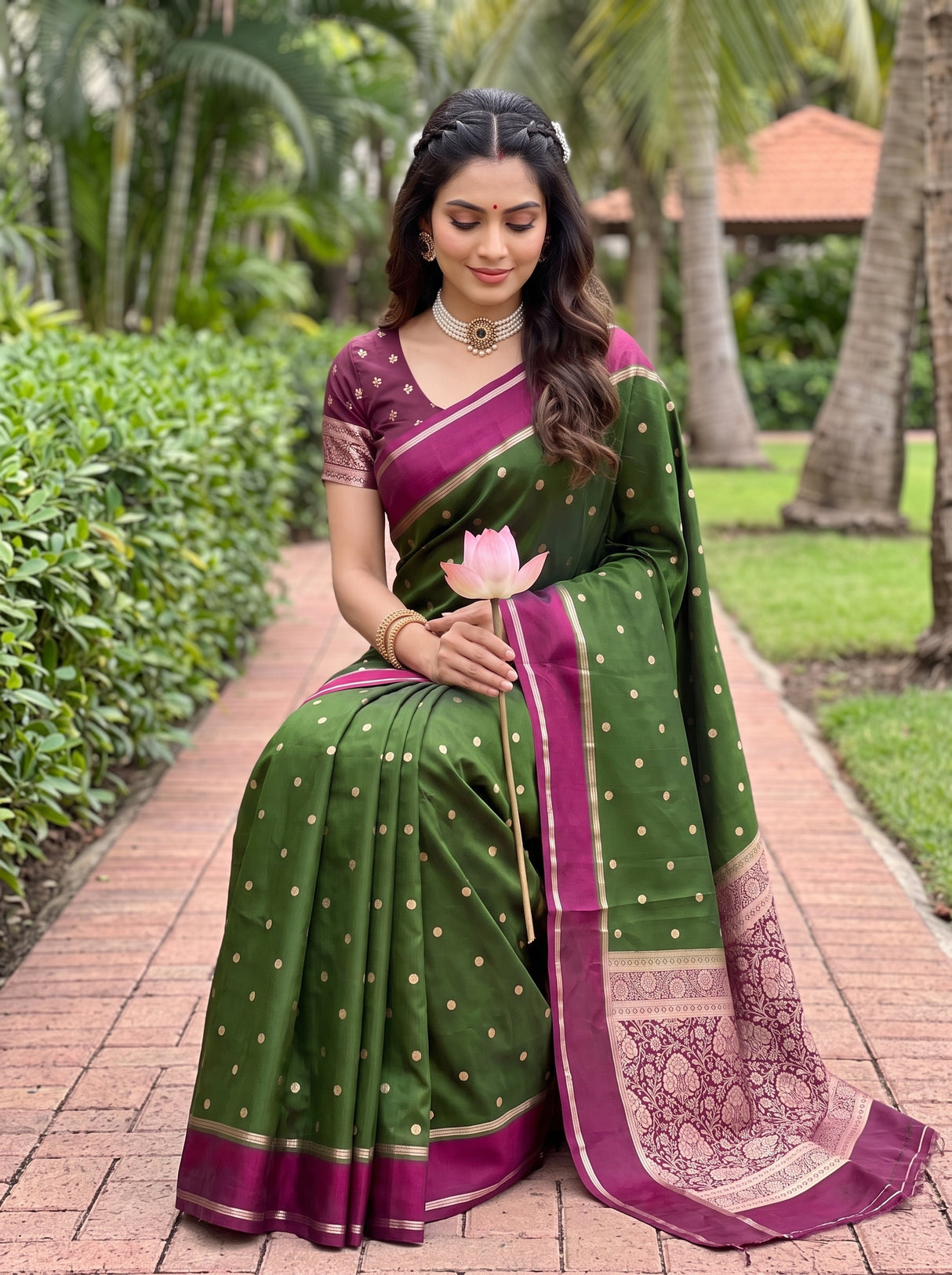 MIMOSA Olive Saree Saree — pose 8 styling detail