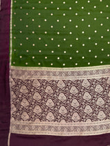 MIMOSA Olive Saree Saree — pallu and zari work detail