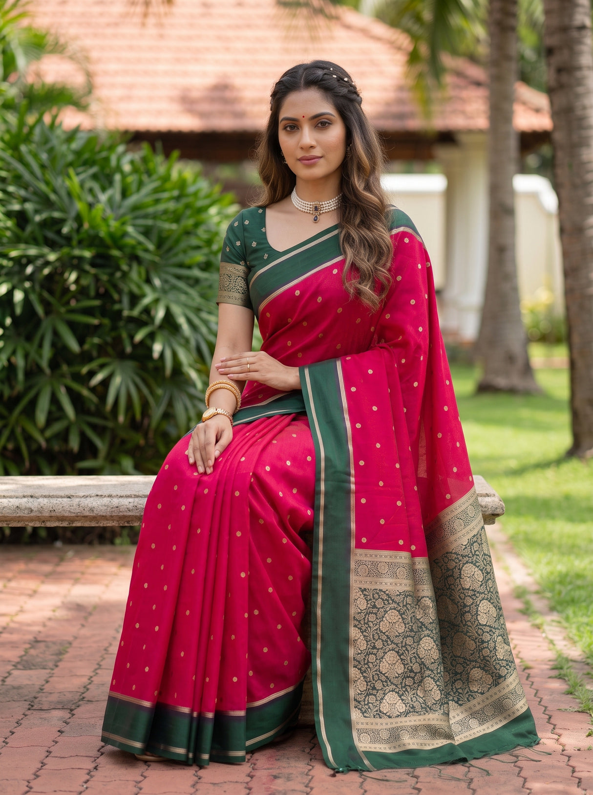 MIMOSA Red Saree Saree — pose 8 styling detail