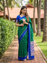 MIMOSA Rama Mysore Silk crepe Saree — Full length model view