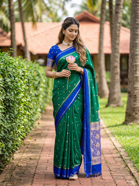 MIMOSA Rama Mysore Silk crepe Saree — Full length model view