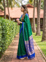 MIMOSA Rama Mysore Silk crepe Saree — Close up of saree and border detail