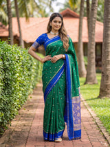 MIMOSA Rama Mysore Silk crepe Saree — Close up of pallu design